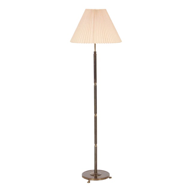 Danish Steel Floor Lamp with Adjustable Height, 1940s or 1950s For Sale