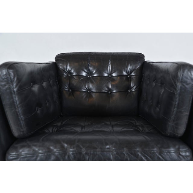 Danish Black Leather Lounge Armchair from Mogens Hansen, Denmark, 1960s For Sale - Image 15 of 18