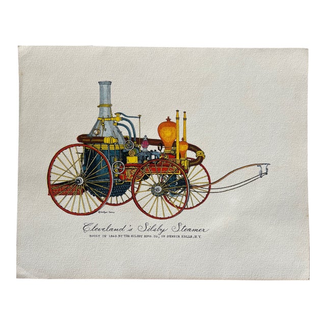 Late 20th Century Anthony Cavo "Cleveland's Silsby Steamer" Historical Fire Engine Print For Sale