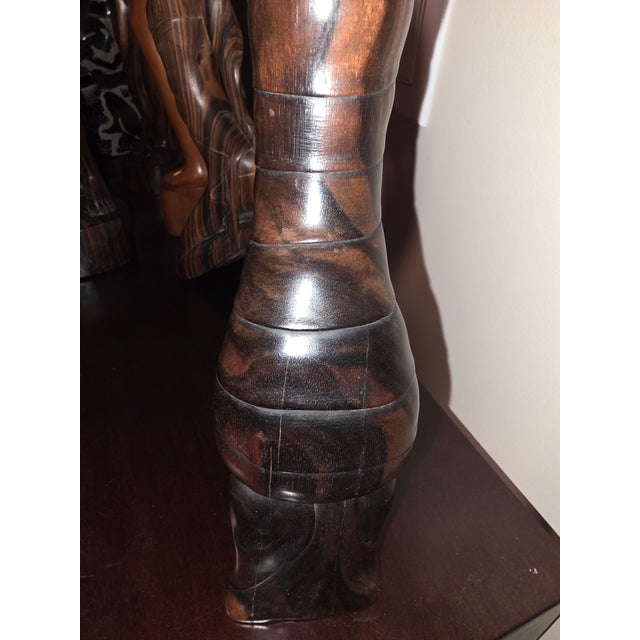Monumental Mid-Century Balinese Art Deco Elongated Maiden Hardwood Sculpture For Sale - Image 10 of 12