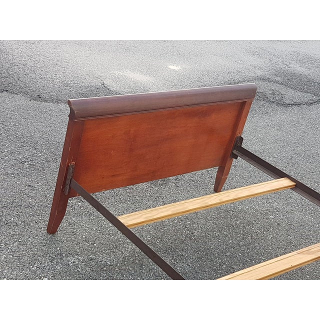 Mid 20th Century Vintage Twin Size Sleigh Mahogany Beds, Pair For Sale In Washington DC - Image 6 of 11