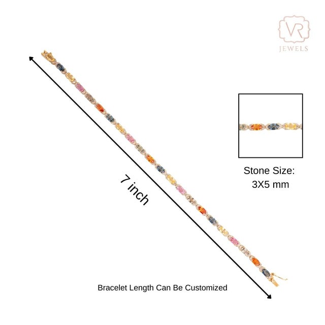 Luxury 6.13Ct Multi Sapphire & Diamond Halo Contemporary Tennis Bracelet in 14k Gold For Sale - Image 9 of 13