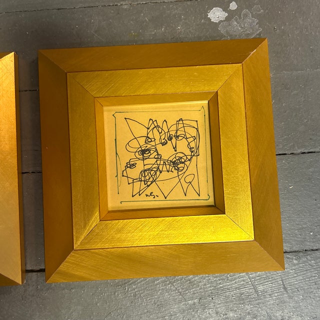 Abstract Two 1980's Original Wayne Cunningham Abstract Ink Drawings - Set of Two For Sale - Image 3 of 5