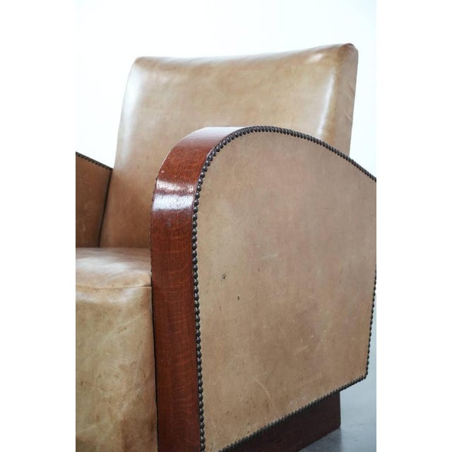 Art Deco Armchair in Cowhide Leather For Sale - Image 11 of 18
