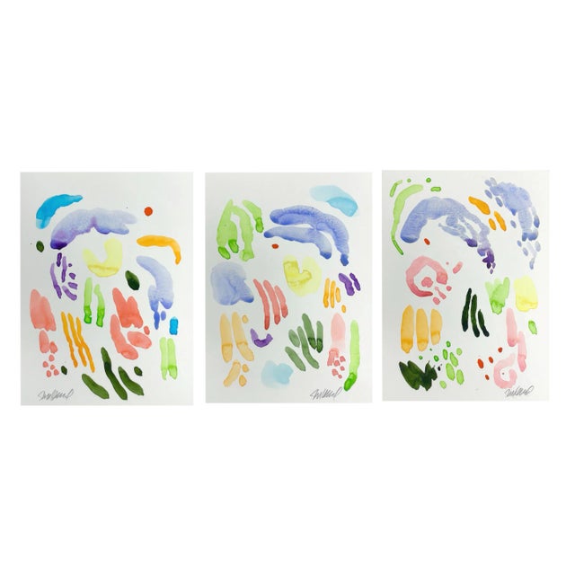 Spring Break, Original Watercolor,9x12 Set of Three. For Sale