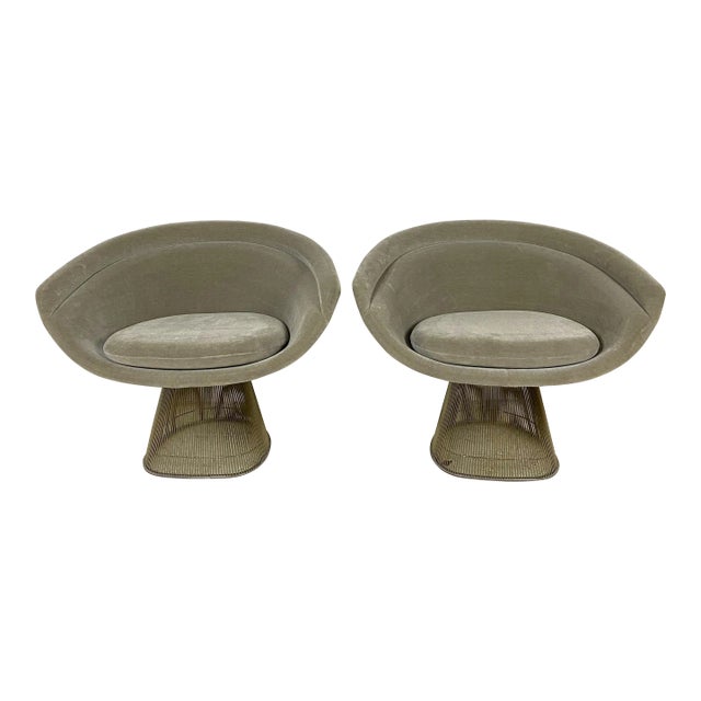 Knoll Platner Mohair Lounge Chairs - Set of 2 For Sale