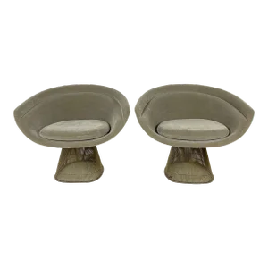 Knoll Platner Mohair Lounge Chairs - Set of 2