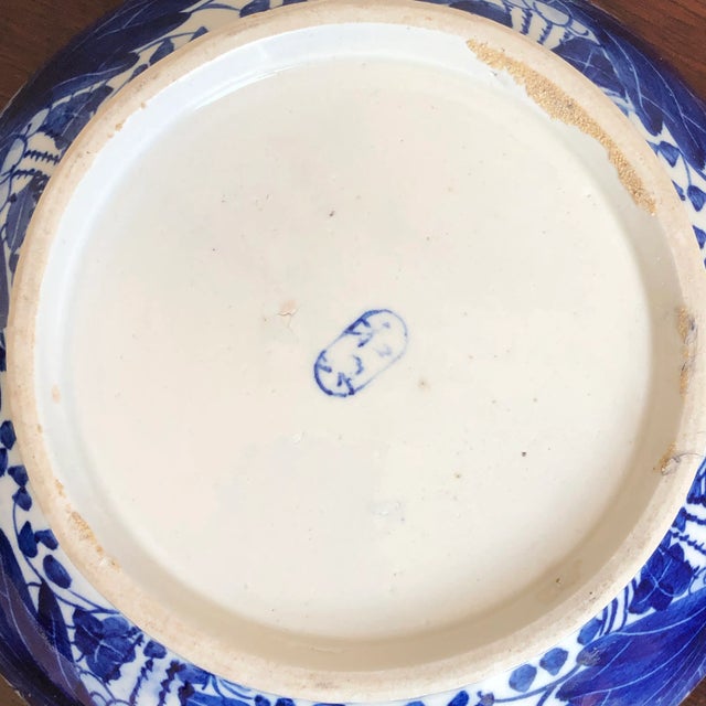 Ceramic Vintage Chinoiserie Blue & White Porcelain Lidded Box For Sale - Image 7 of 13
