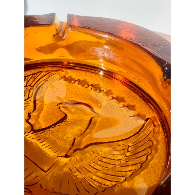 Vintage ExtraLarge Federal Eagle Amber Glass Ashtray Chairish