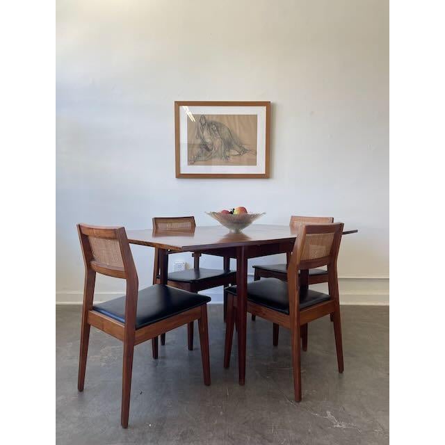 Mid Century Walnut and Cane Dining Set For Sale - Image 9 of 16