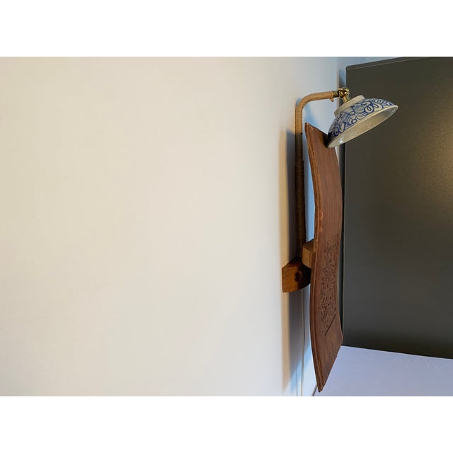 Mid-Century Modern Wall Sculptural Lamp With Republic-Era Porcelain Bowl－Suspended Moment For Sale - Image 3 of 8