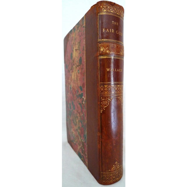 Animal Skin 1890s Leather Bound Book, Lew Wallace's the Fair God For Sale - Image 7 of 7