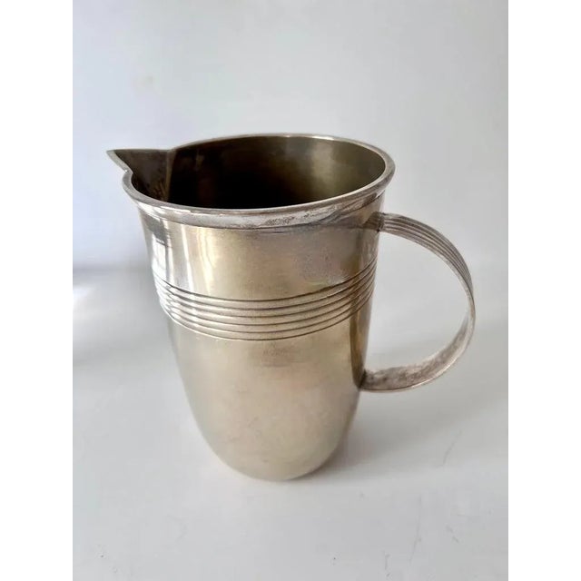 French Silver Plated Brass Art Deco Cocktail Pitcher For Sale In Los Angeles - Image 6 of 10