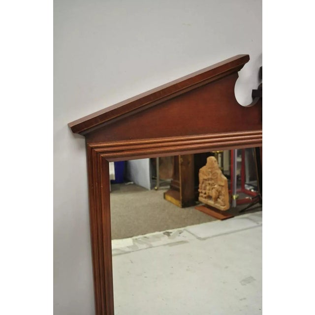 Broyhill Late 20th Century Broyhill Usa Federal Style Broken Arch & Finial Cherry Wood Wall Dresser Mirror For Sale - Image 4 of 10
