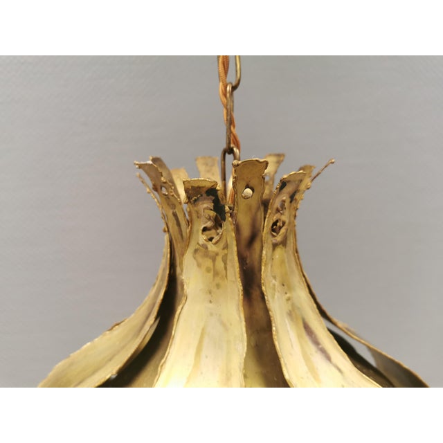 Gold Brutalist Hanging Lamp by Svend Aage Holm Sørensen, Sahs, Denmark, 1960s For Sale - Image 8 of 11