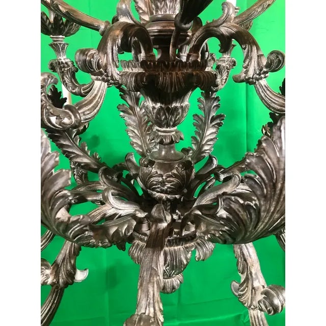 Vintage Italian Hand Carved 2 Tier Chandelier With 12 Lights For Sale - Image 4 of 12