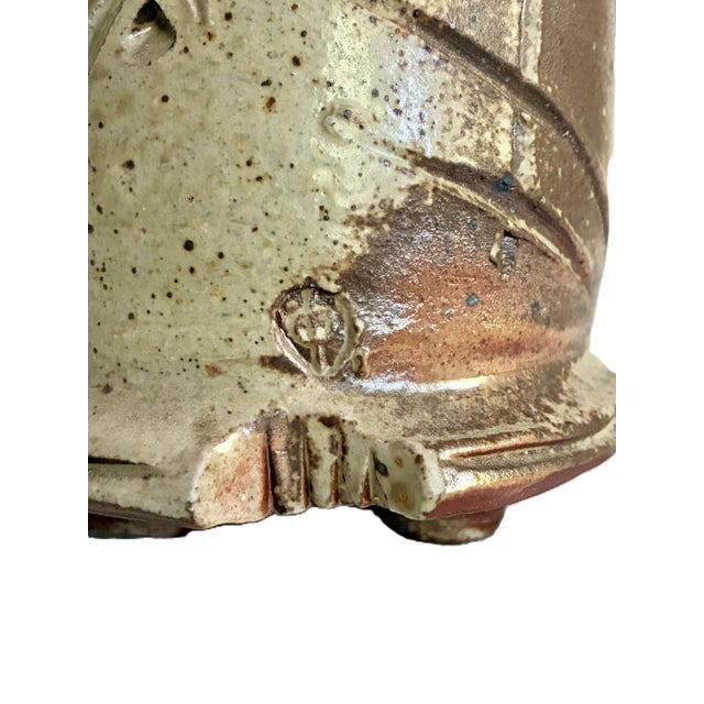 Signed 1970s Mid Century Brutalist Abstract Ceramic Bottle Neck Vase / X-Large Sculptural Modernist Art Studio Pottery Vessel For Sale - Image 12 of 13