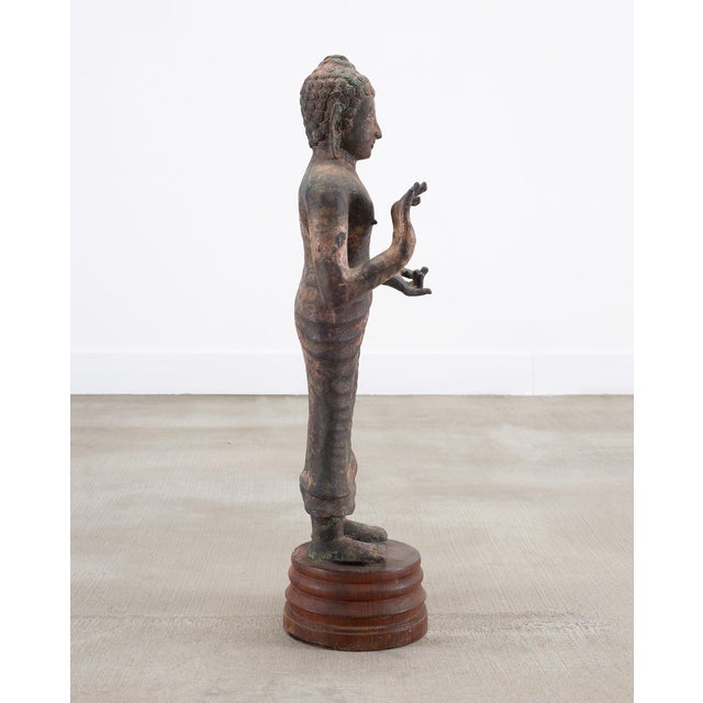 Late 19th Century South Asian Cast Iron Buddha Figure Abhaya Mudra Pose 3 Ft For Sale - Image 5 of 18