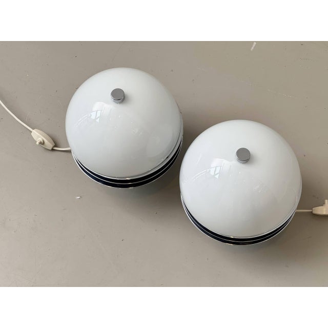 Space Age Table Lamps with Opal Glass Dome and Chrome Rings, 1970s For Sale - Image 11 of 18