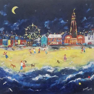 Therese James Starry Night. Contemporary Naive School Painting 2019