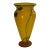 Rick Strini Signed 2004 Hand-Blown Art Glass Vase 11.25" Yellow, Amber & Green Botanical Design For Sale