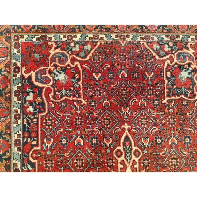 Vintage Persian Bidjar Gallery Rug, Hand-Knotted Wool, Geometric Medallion Pattern, Red & Navy, 5’ X 9’ For Sale - Image 11 of 12