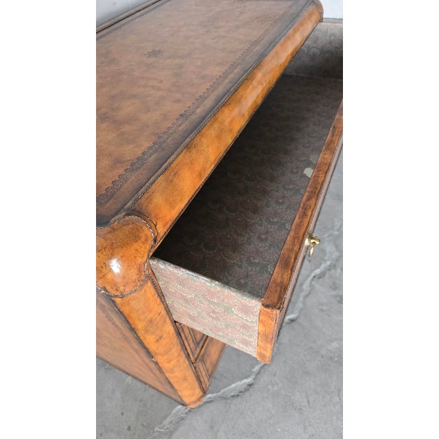 Brown Leather Wrapped Dresser Chest by Maitland-Smith For Sale - Image 8 of 11