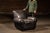 2000s; Klaussner Furniture Industries - Asheboro, NC Substantial lounge armchair upholstered in black leather, built with...