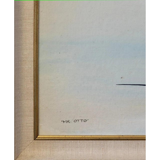 John Morris Mr. Otto Signed Midcentury Modern Surrealist Oil Painting on Canvas For Sale - Image 4 of 7