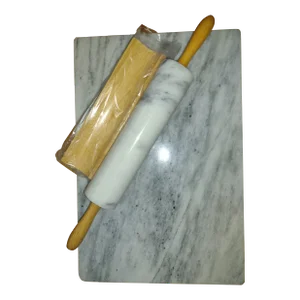 1980s Marble Rolling Pin and Marble Board- 2 Pieces