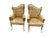 1940s Pair of Hollywood Regency Style Gilt Painted and Tufted Back Upholstered Armchairs For Sale - Image 10 of 10