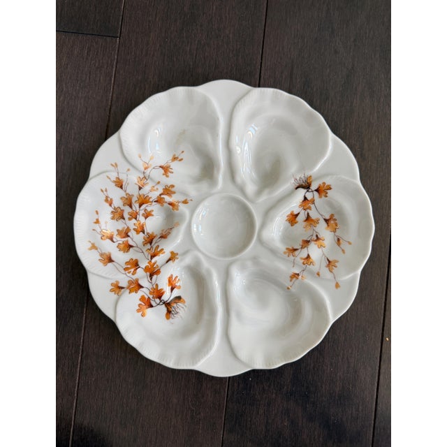 White Late 19th Century French Le Chambrelain Porcelain Hand-Painted Seaweed Oyster Plates - Set of 8 For Sale - Image 8 of 13