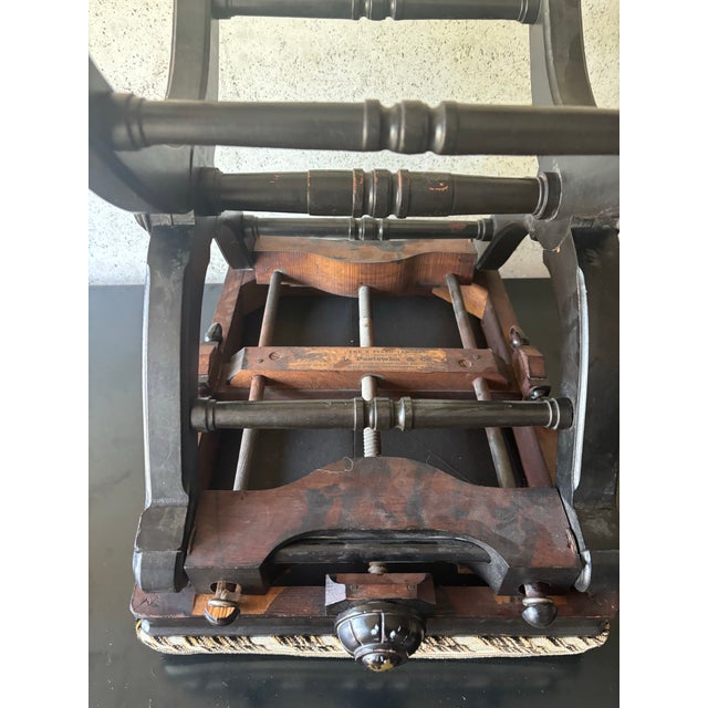 Textile Antique Victorian Adjustable X Form Piano Bench L. Postawka Boston, Usa 1870s For Sale - Image 7 of 11