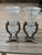 Vintage Godinger Cut Crystal Urn Vases Silverplate Ornate Stands Pair 11" For Sale - Image 9 of 10