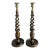 1920s English Oak Open Barley Twist Candlesticks - a Pair For Sale