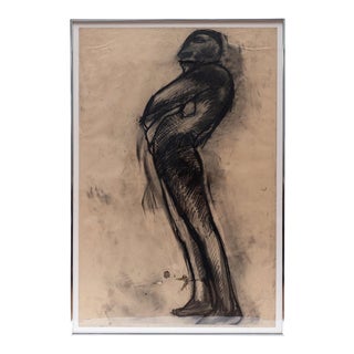 1970s Sylvia Schuster Figurative Charcoal Drawing, Framed For Sale