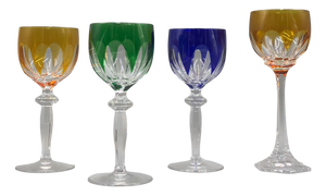 Vintage Wittwer Wine Glasses in Cobalt Emerald Amber, 1960s, Set of 4