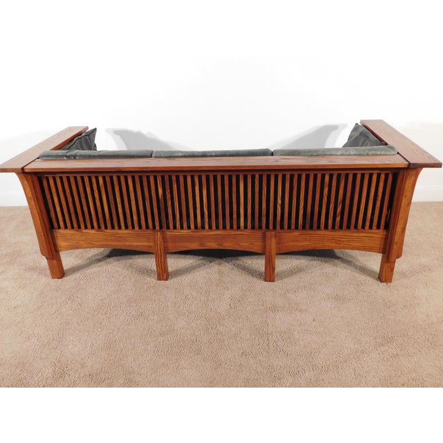 Vintage Kimball Furniture Antique Style Mission Prairie Arts & Crafts Oak Sofa For Sale In South Bend - Image 6 of 18