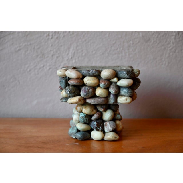 Stone Brutalist Style Ikebana Concrete Planter with Pebbles For Sale - Image 7 of 7