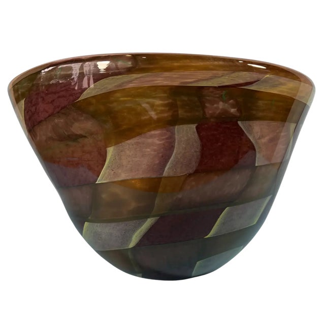 Dale Chihuly Lithuanian Art Glass Signed Mauve Yellow Centerpiece Bowl For Sale - Image 4 of 13
