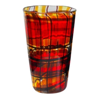 Tartan Vase in Amber For Sale