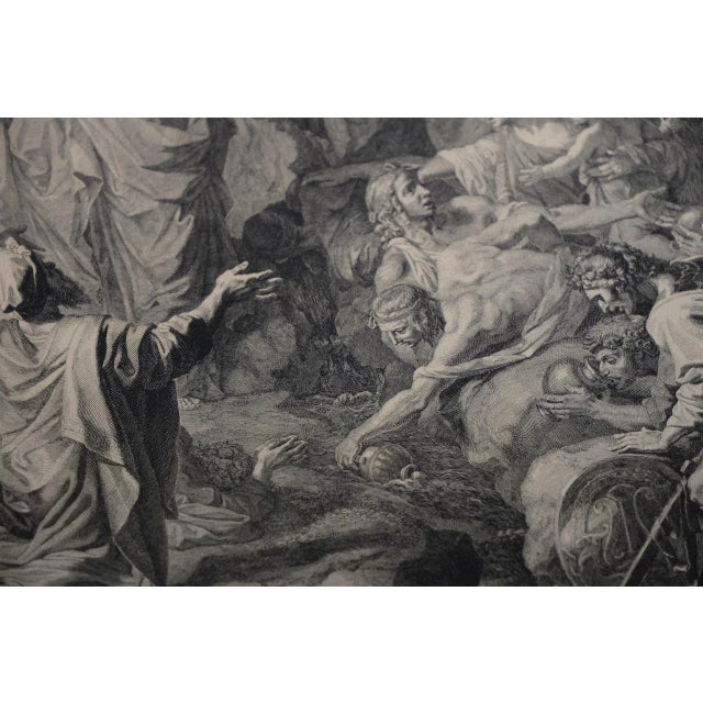 Black Moses Strikes the Rock Louvre Museum Old Master Etching Late 19th Century For Sale - Image 8 of 9
