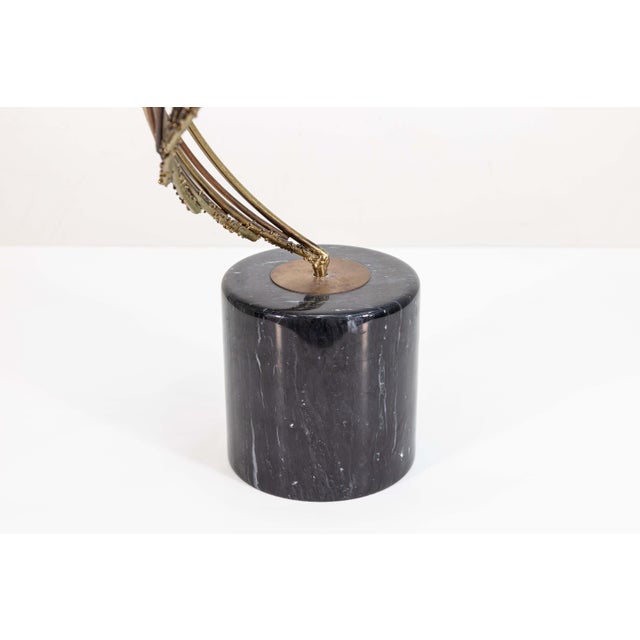 Brutalist Curtis Jere Brass Spiral Brutalist Articulating Table Sculpture on Marble Base For Sale - Image 3 of 7