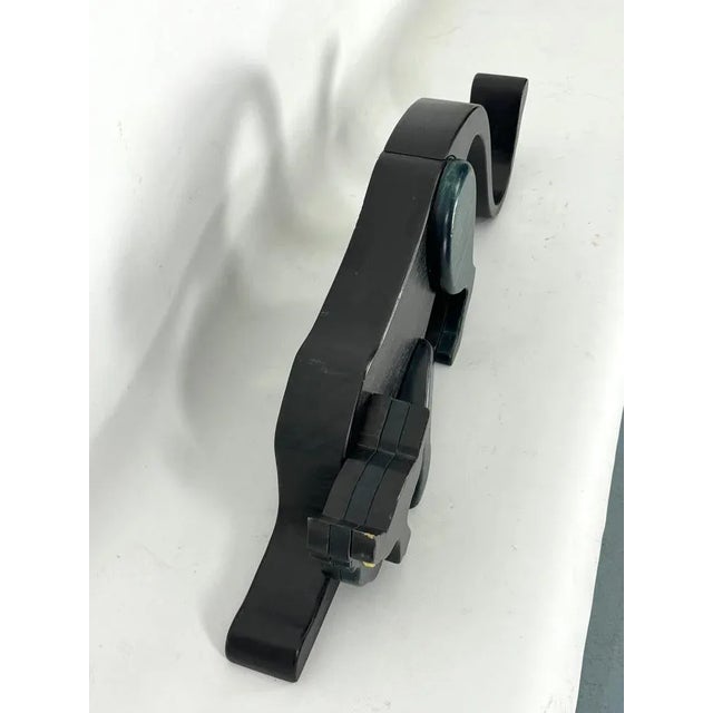 Wood Vintage Italian Black Panther Sculpture in Thick Wood, Italy, 1980s For Sale - Image 7 of 13