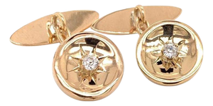 Diamond 14k Yellow Gold Cufflinks Certified, Pair