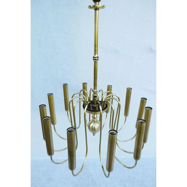 Italian Brass Chandelier, 1940s For Sale - Image 3 of 9