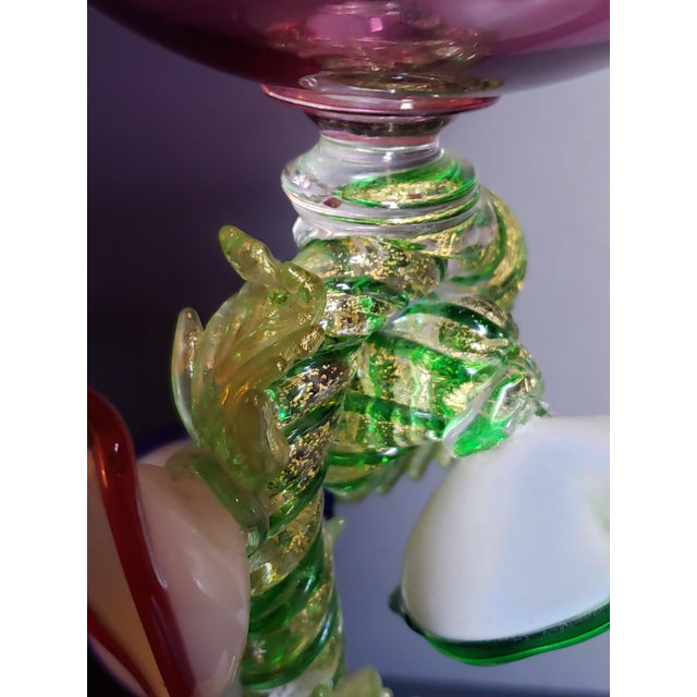 Late 20th Century Davide Fuin Murano Glass Tazza Compote Bowl 16in For Sale - Image 15 of 17