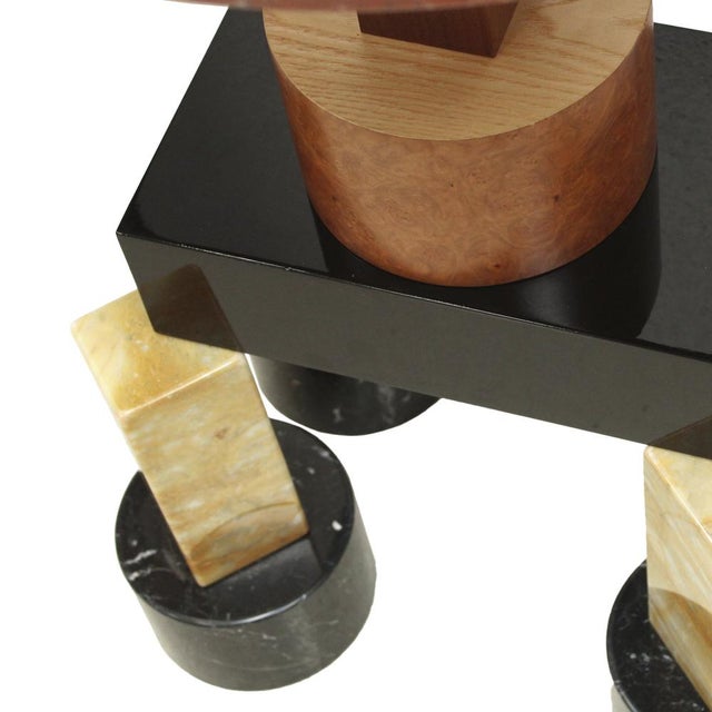 Ettore Sottsass Italian Modern Demilune Console Table by Ettore Sottsass, 1990s For Sale - Image 4 of 9