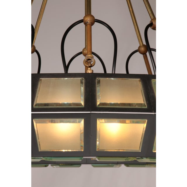 Chandelier in Brass, Aluminum, and Glass by Max Ingrand for FontanaArte, Italy, 1970s For Sale - Image 3 of 12