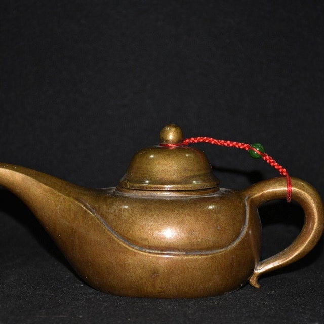 Vintage Brass Teapot — Elegant Simplified Form With Long Spout, Scholar ...